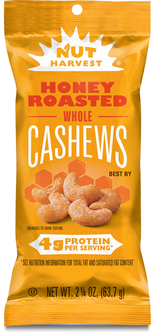 Bag of NUT HARVEST® Honey Roasted Whole Cashews