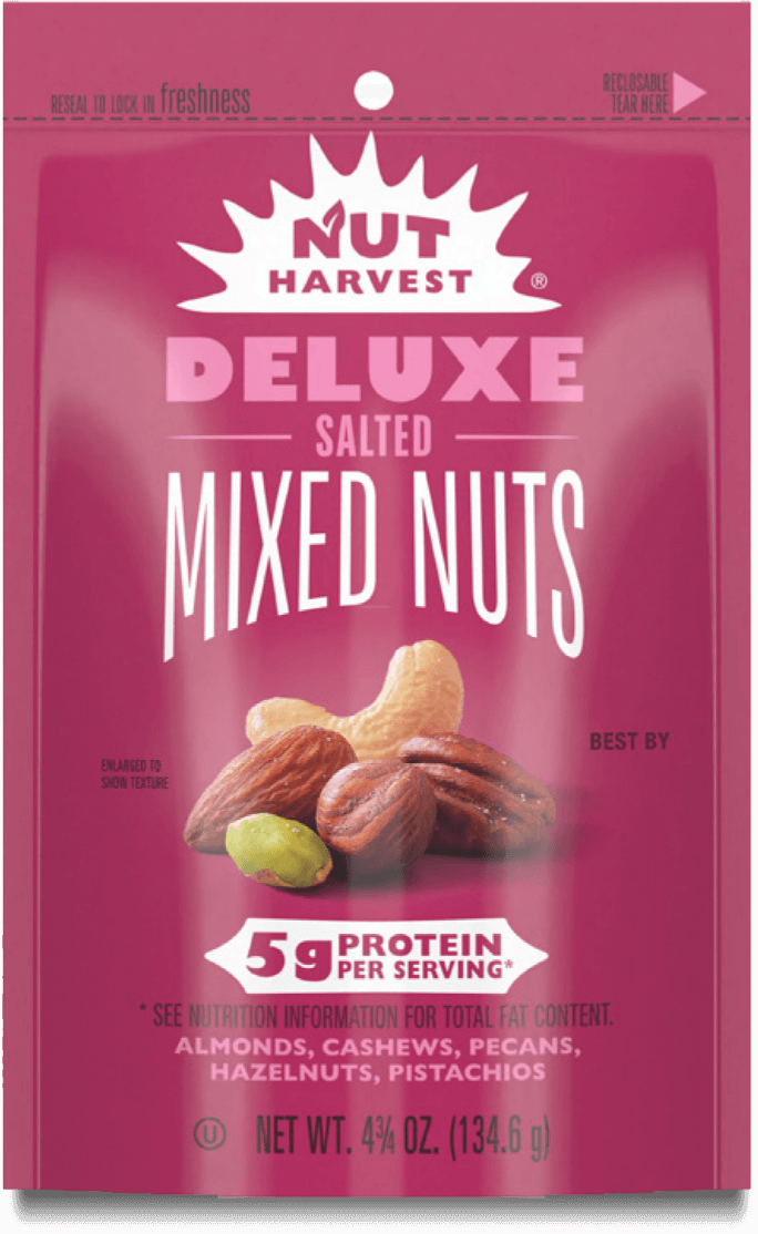 Bag of NUT HARVEST® Deluxe Salted Mixed Nuts